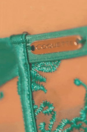 Emerald Chain Bra Garter Belt & Thong Set