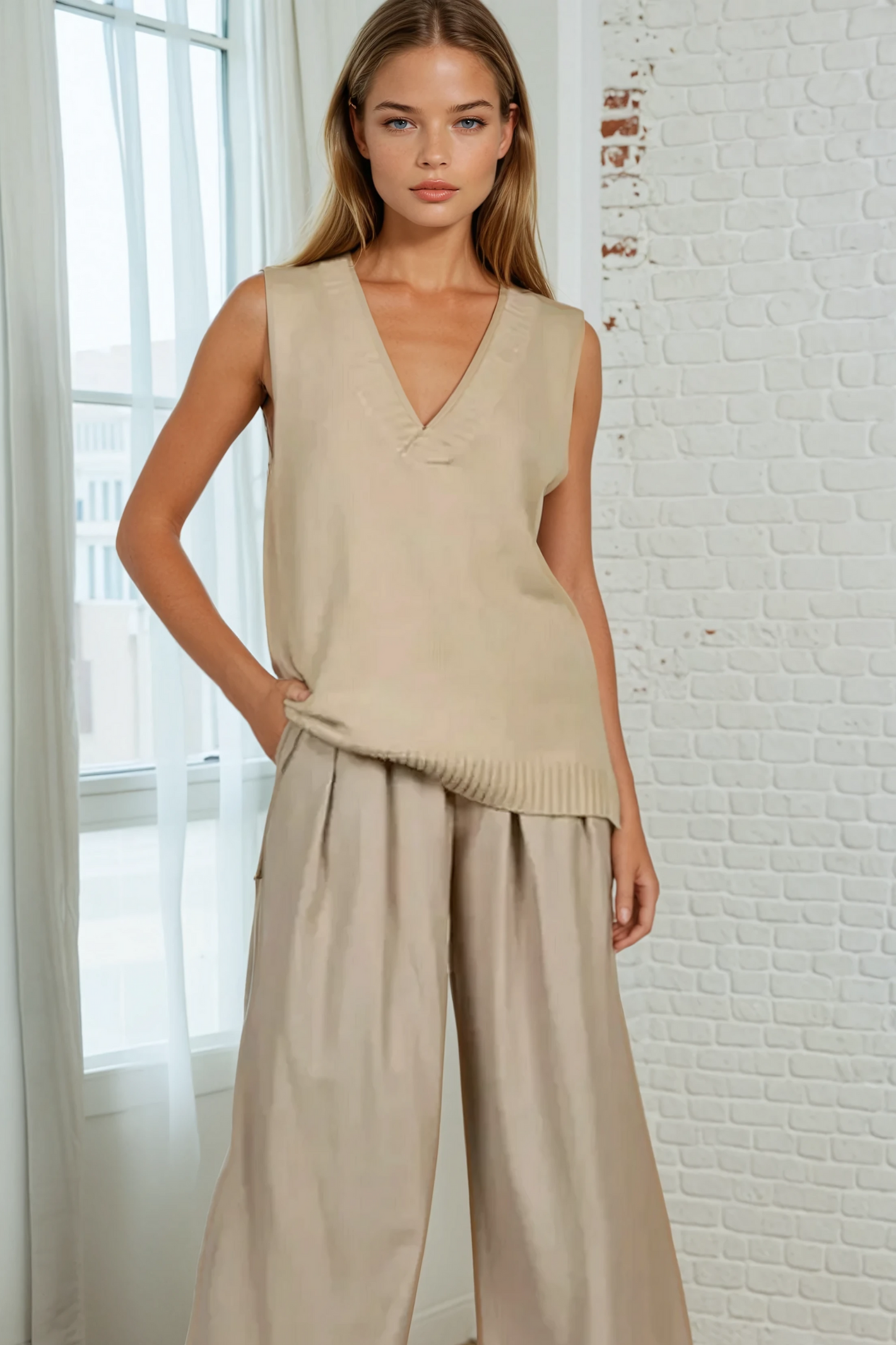 Molly Knit Vest – Beige