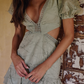 Isla Embroidered Cutout Mini Dress-Khaki