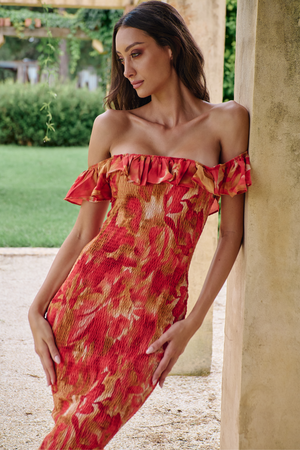 Soleia Ruffle Midi Dress