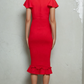 Scarlet Ruffle Midi Dress