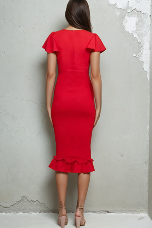 Scarlet Ruffle Midi Dress