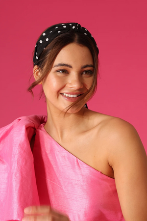 Fiorella Polka Dot Headband – Black