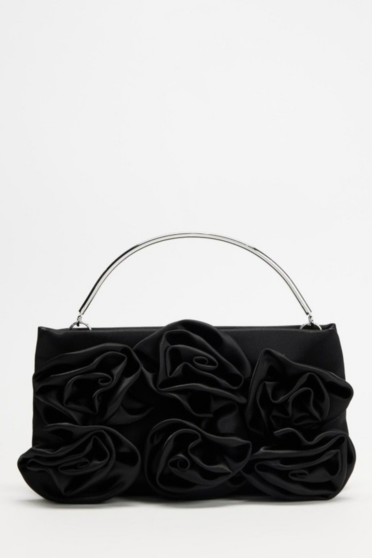 Flora Handle Bag – Black Satin