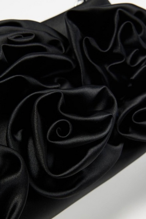 Flora Handle Bag – Black Satin