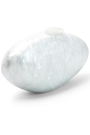 Luna Shell Clutch – Pearl White