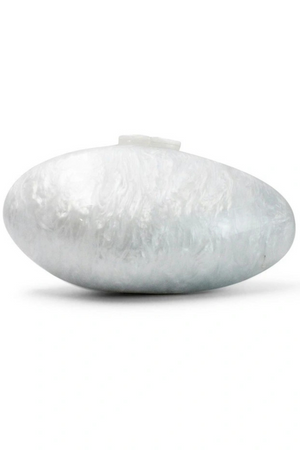 Luna Shell Clutch – Pearl White