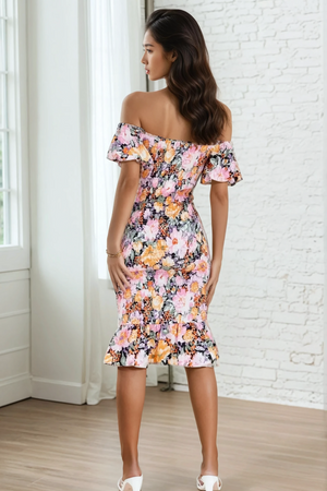 Blossom Charm Off-Shoulder Bodycon Dress