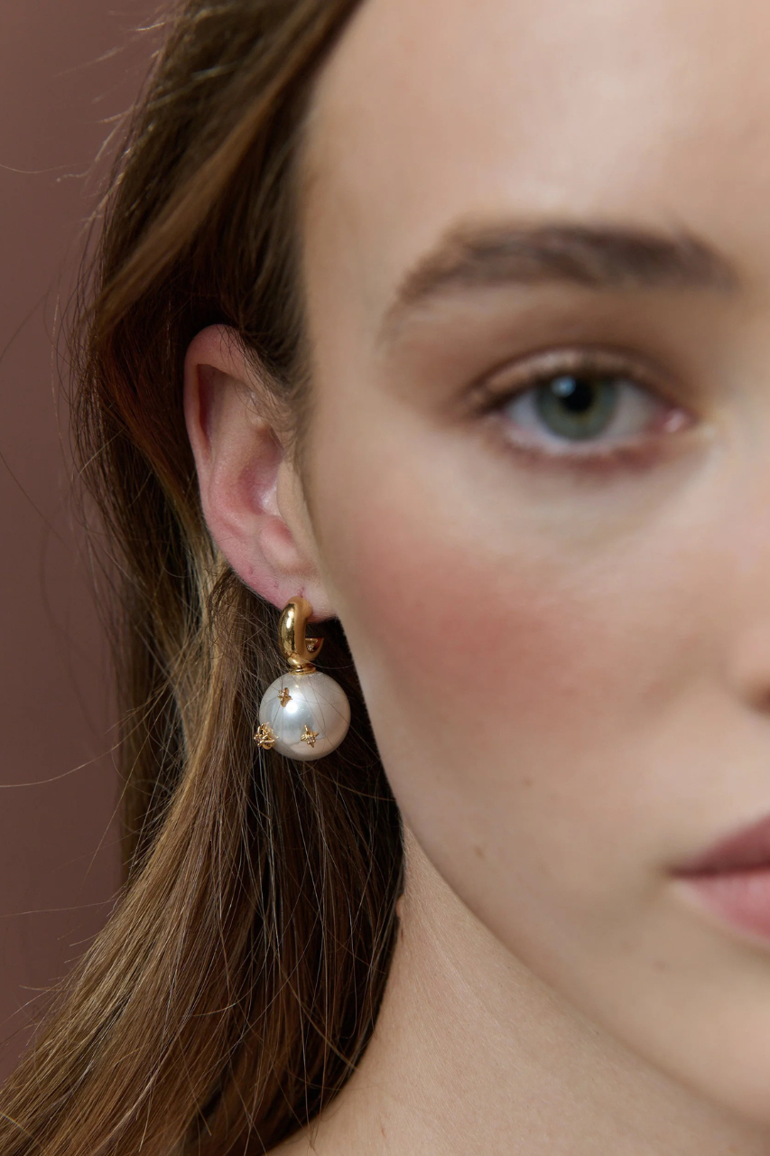 Layla Pearl Ball 18K Gold Plated Earrings