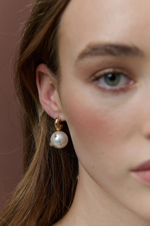 Layla Pearl Ball 18K Gold Plated Earrings