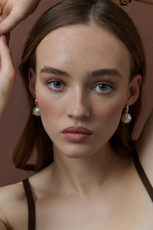 Layla Pearl Ball 18K Gold Plated Earrings