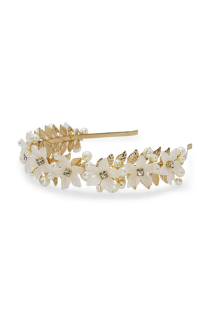 Fleur Headband in Pearl & Gold