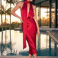 De Jour Halterneck Maxi Dress - Red