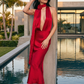 De Jour Halterneck Maxi Dress - Red