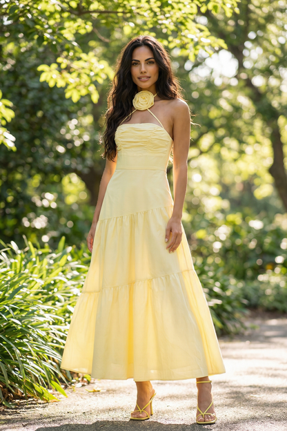 Alina Halter Maxi Dress – Lemon