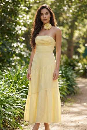 Alina Halter Maxi Dress – Lemon