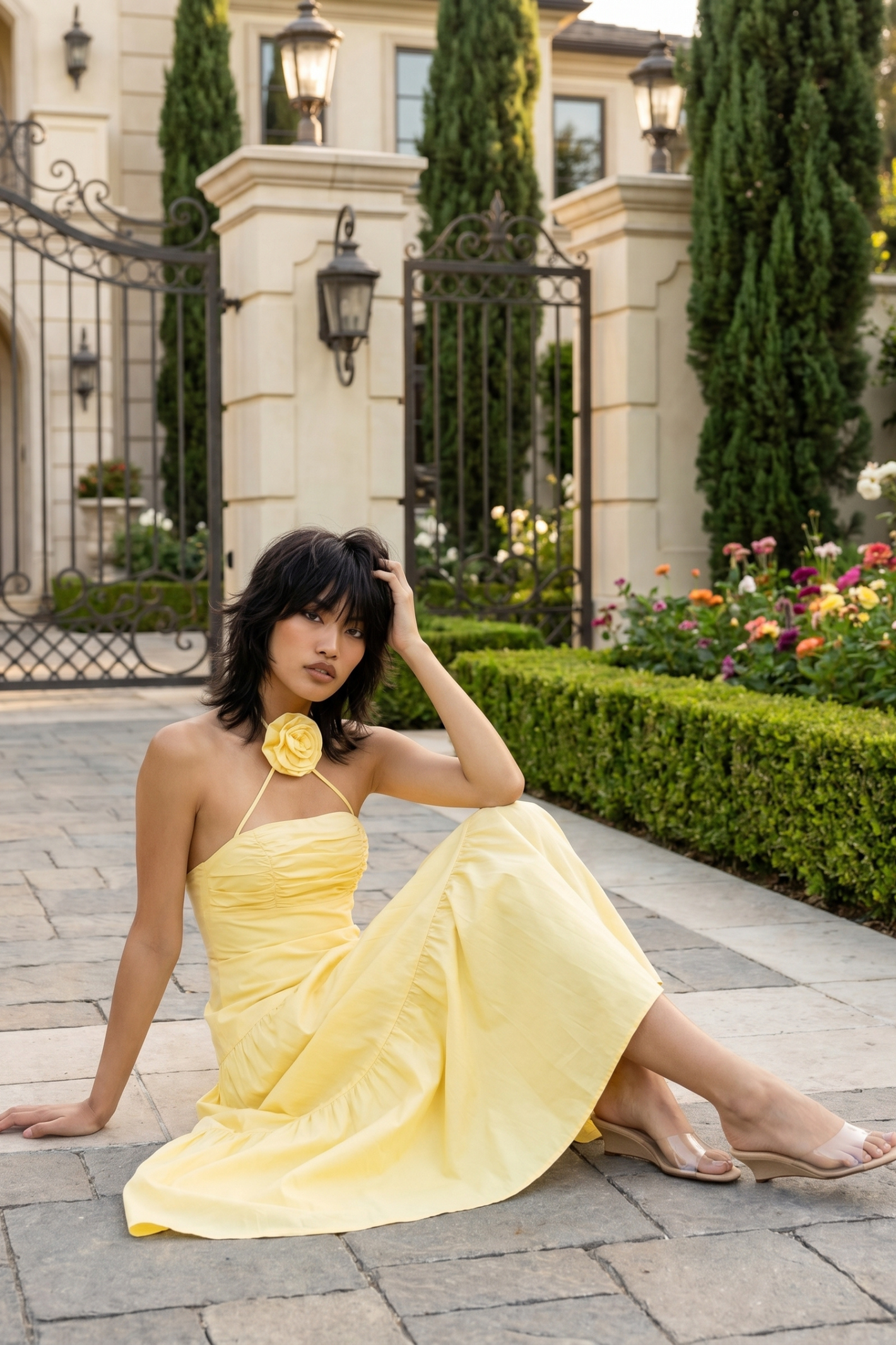 Alina Halter Maxi Dress – Lemon