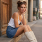 Amara Crochet Tank Top - White