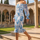 Azure Bloom Midi Dress - Blue