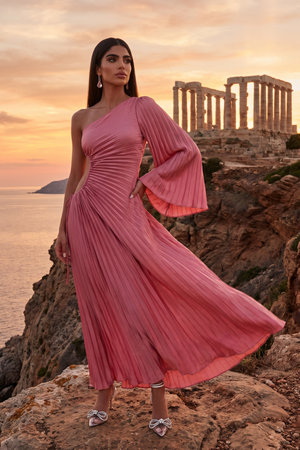 Land Of Beauty One-Shoulder Maxi Dress