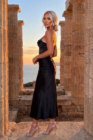 Midnight Siren Satin Corset Dress