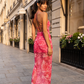 Rose Mirage Sheer Midi Dress