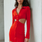 Inferno Cutout Shirt Dress – Red