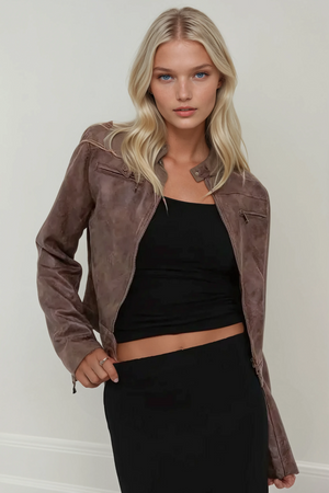 Dakota Distressed Jacket – Cocoa