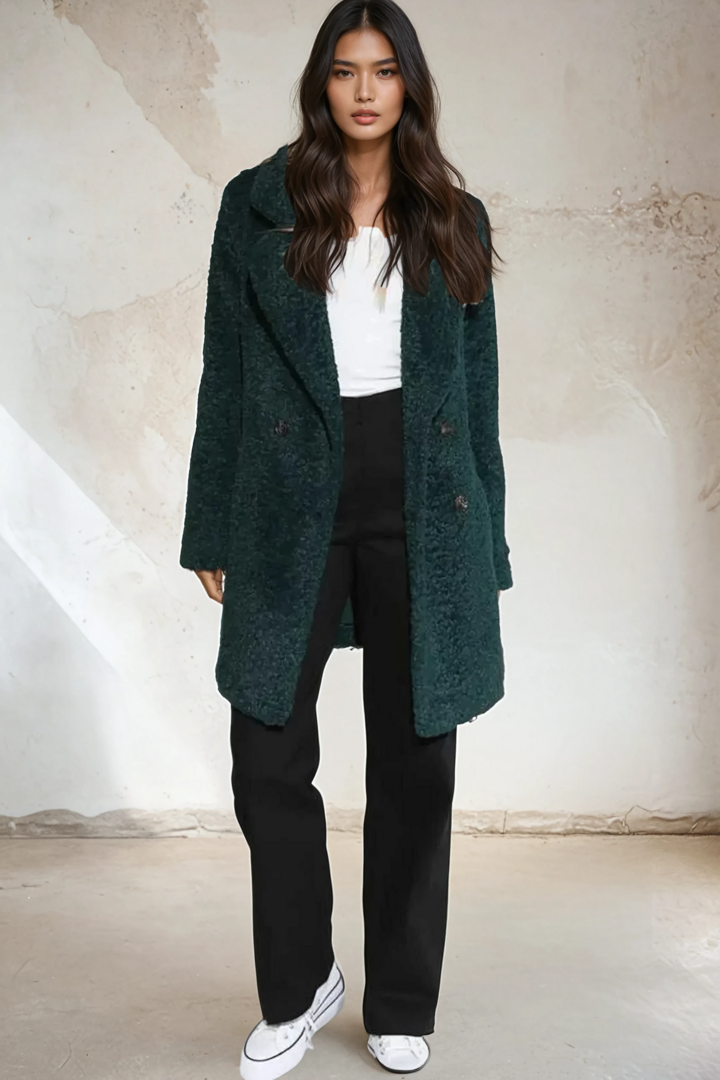 Paola Bouclé Coat – Emerald