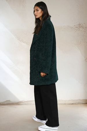 Paola Bouclé Coat – Emerald