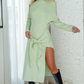 Winter Tied Knit Dress - Green