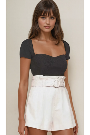 Love Heart Knit Top - Black