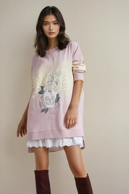 Serpent Skull Graphic Sweater Dress